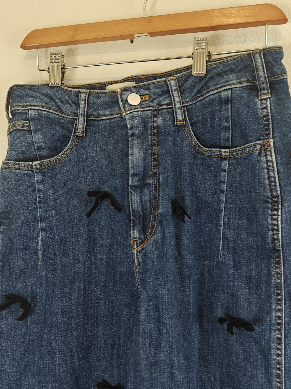 Anthropologie Pilcro Kenna Bow Barrel Jeans Cropped Mid Rise Heritage Denim 28 - Picture 8 of 13